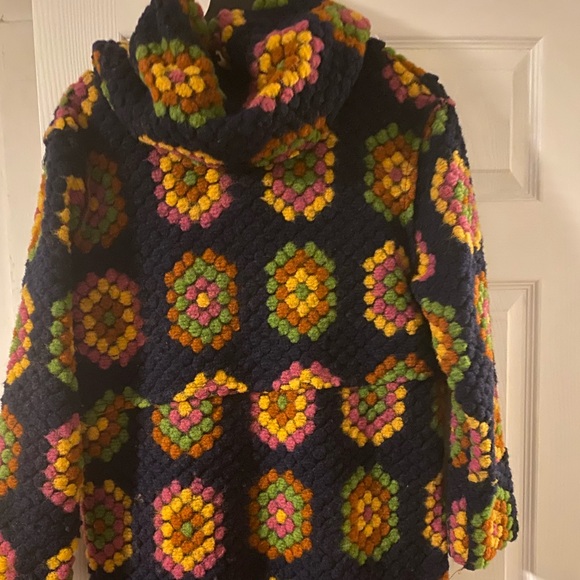 Unique Vintage Multicolor Crochet Teddy Jacket - Picture 2 of 2